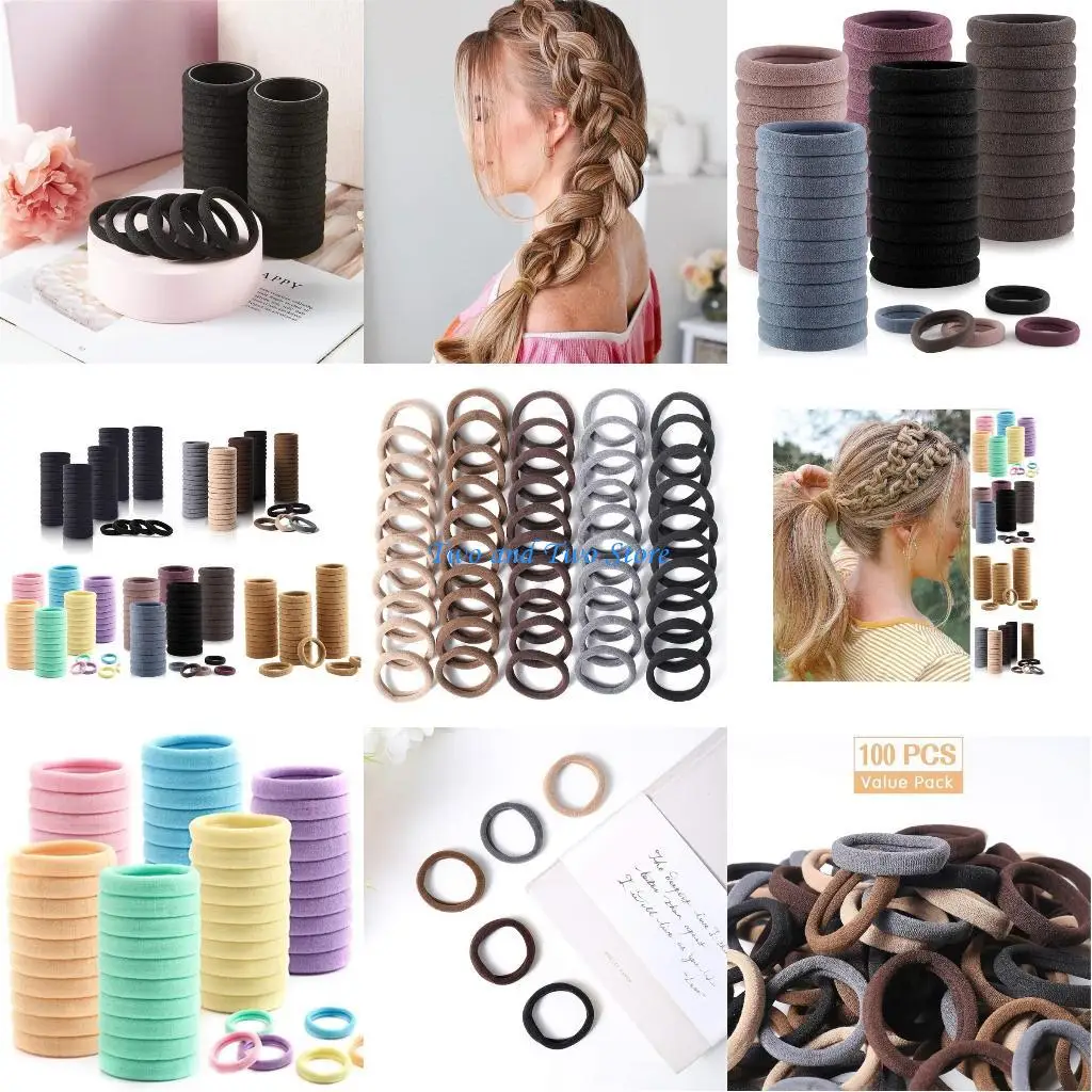 

HX6F Multipurpose Elastic Nylon Girl Hair Ring 100pcs Adults Female Hair