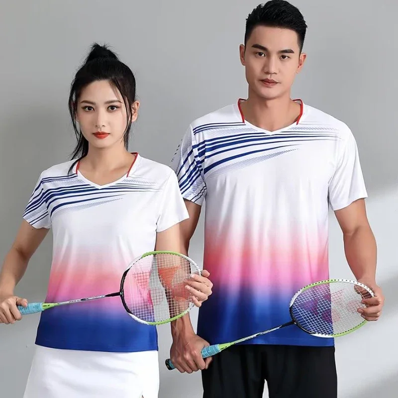 

Couple Tennis Shirt Print Men Women Baminton T-shirt New in Adult Ping Pong Jersey 2023 Summer Volleyball Uniform Quick Dry