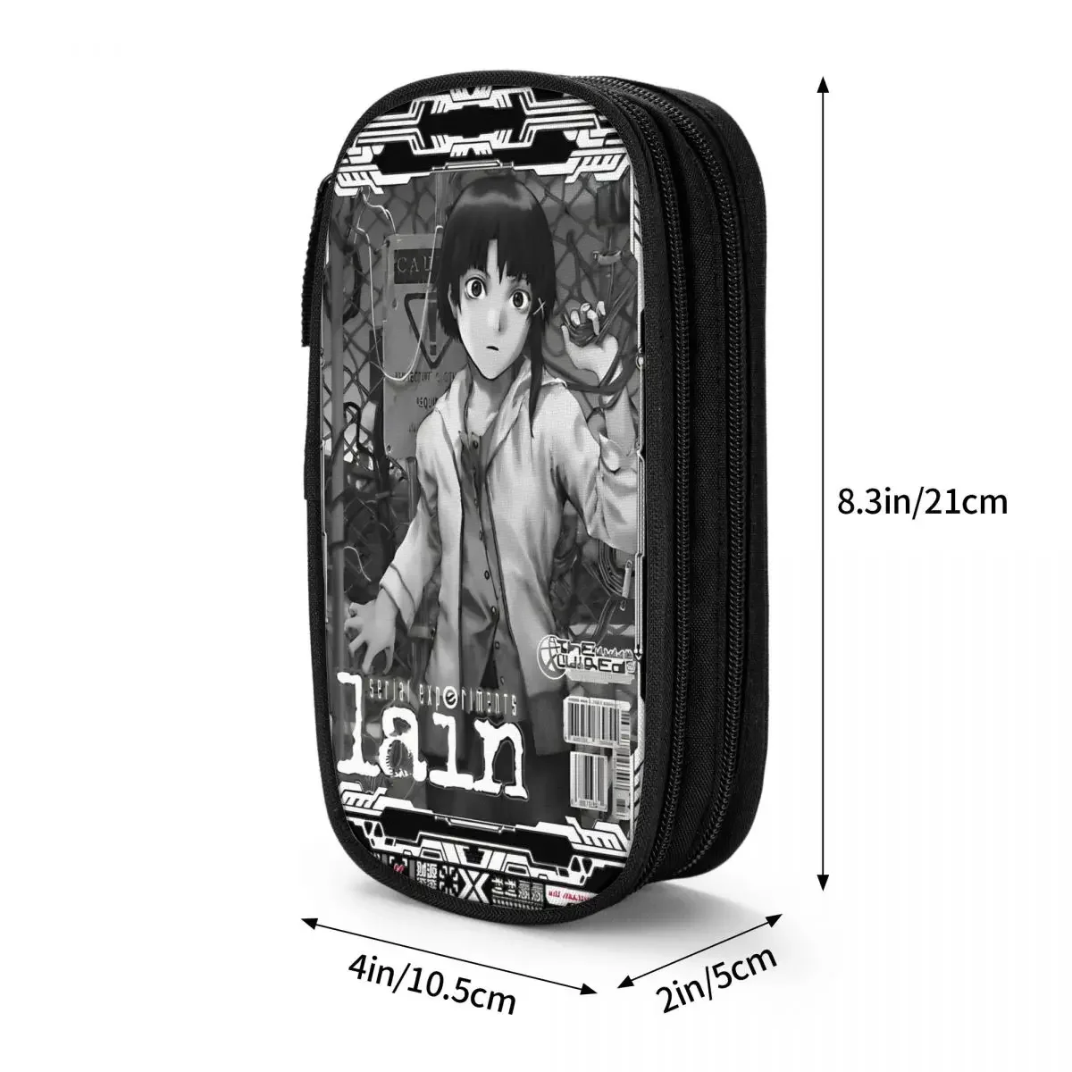 التجارب التسلسلية Lain مقلمة سلكية موضة أنيمي Lwakura الخيال العلمي مانغا القلم حقيبة طالب سعة كبيرة مقلمة التجميل
