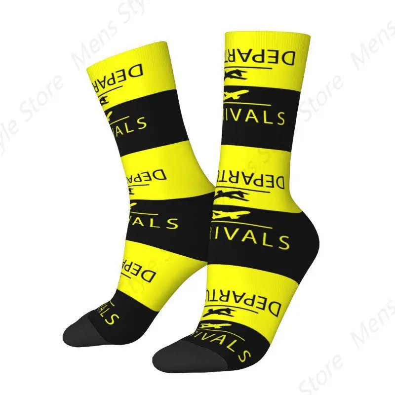 Plane Arrivals And Departures Dress Socks Men's Women's Warm Fashion Aviation Airplane Aviator Pilot Crew Socks