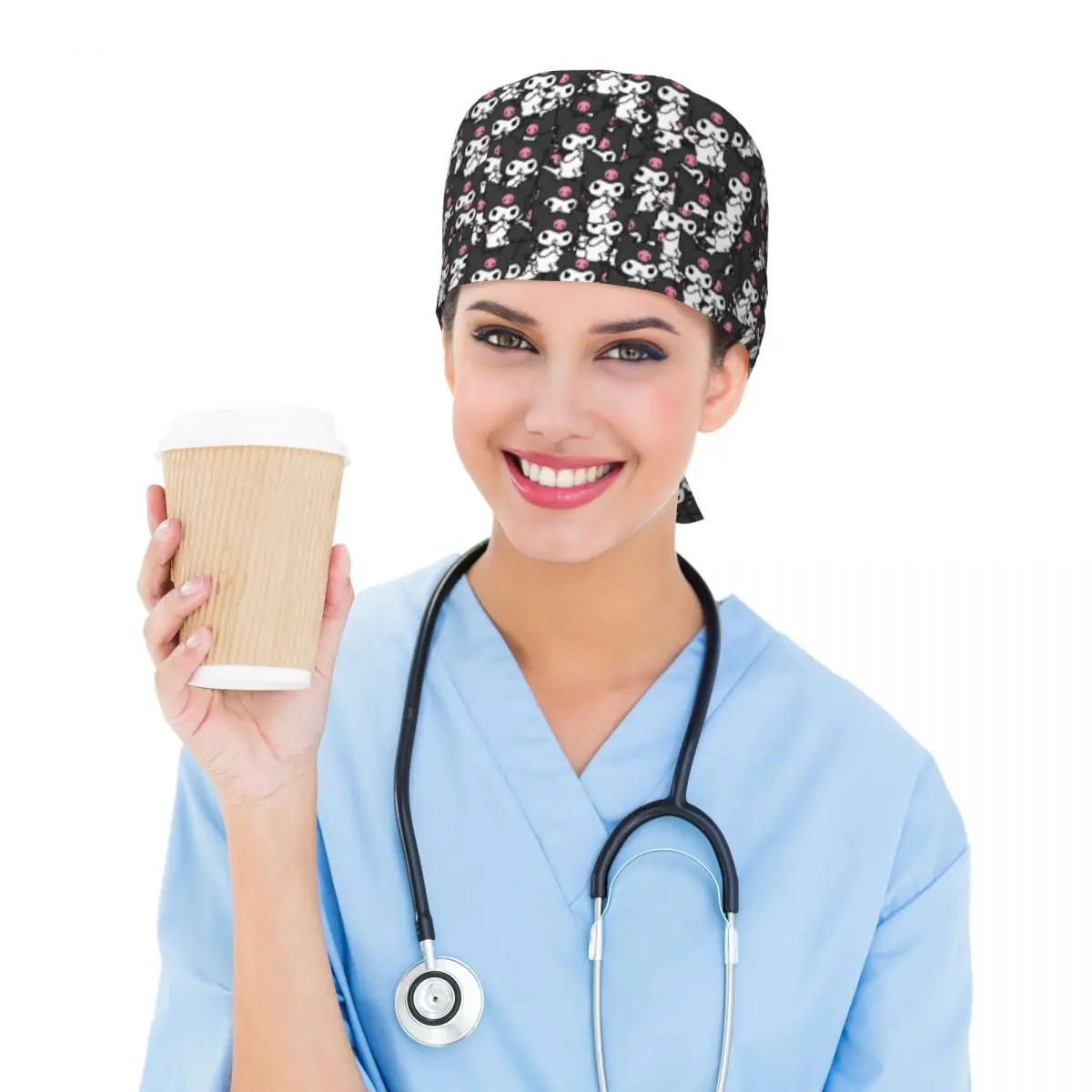 Custom Kuromi Medical Staff Scrubs Hat Men Women Little Devil Doctor Nursing Surgical Cap Scrub Caps