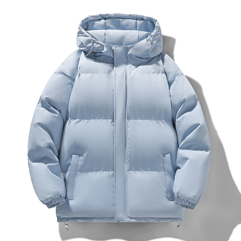 

Men Clothing With Hood Solid Color Thickened Warm Wind-Resistant High Quality Winter Parkas Fashion Casual Style Zipper Outwear
