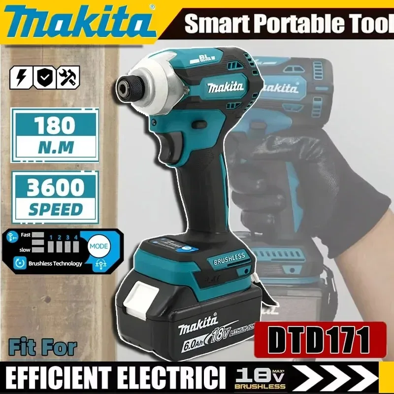 

Аккумуляторный ударный шуруповерт Makita DTD171 с бесщеточным двигателем, 18В, без АКБ и ЗУ, только инструмент