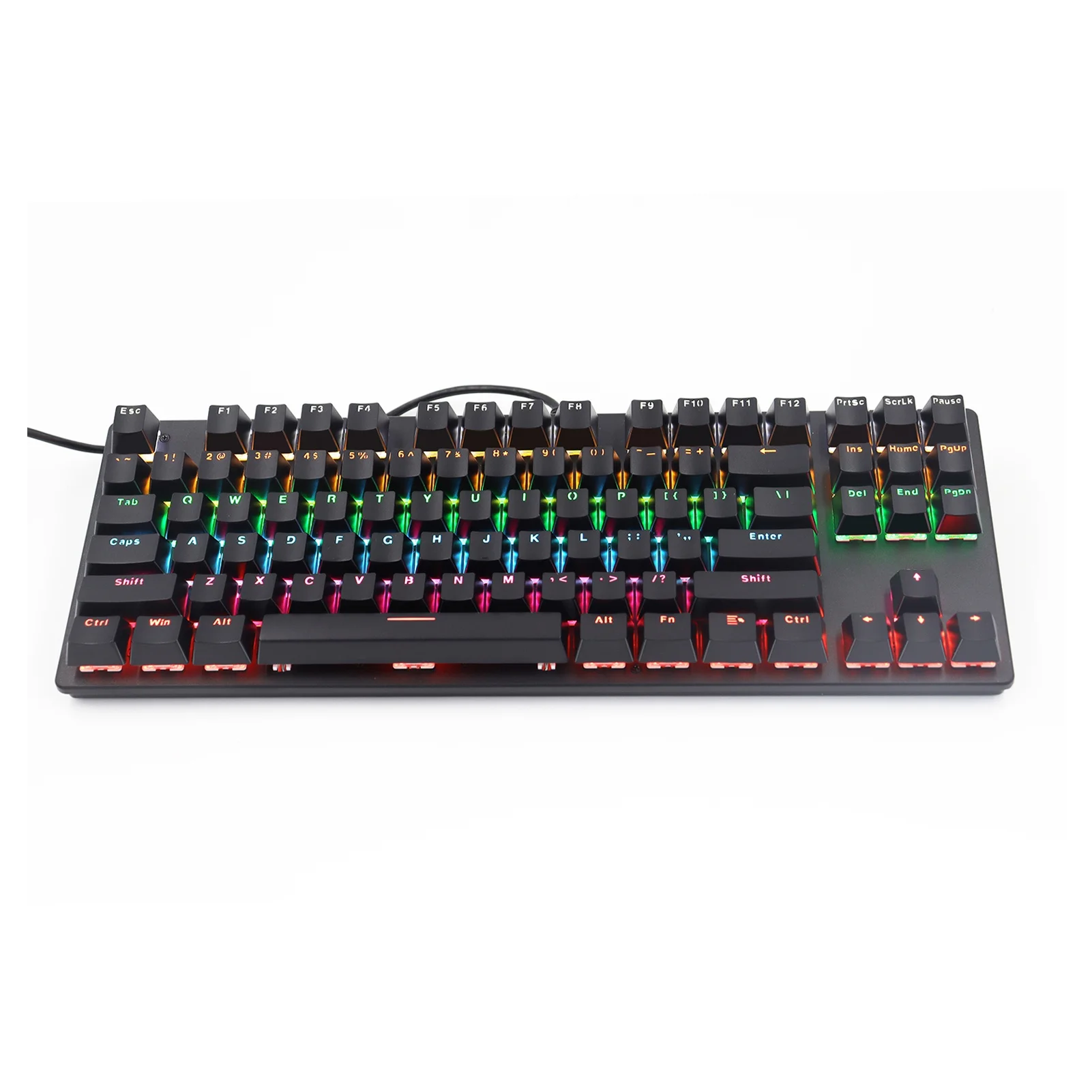 

Protable Wired 87-Key Mechanical Gaming Keyboard Rainbow Backlit Keyboard Brown Switch For Windows PC Laptop for Game and Office
