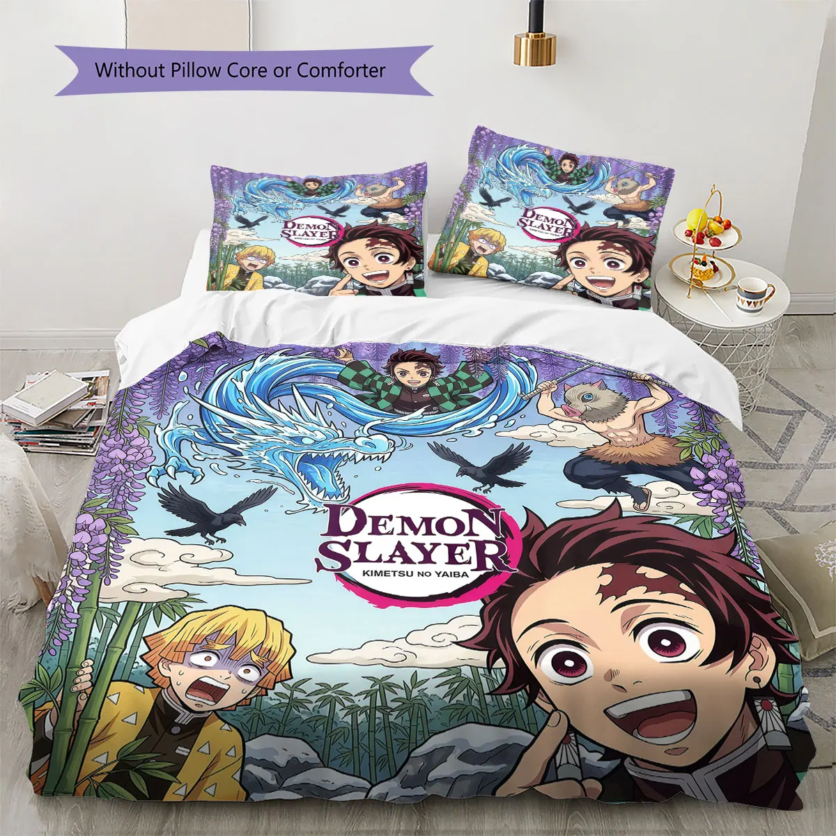 Demon Slayer Comfor Duvet Cover Child's Bedding Set,Extra Large Size Holiday Gift Various Sizes Available -HE188