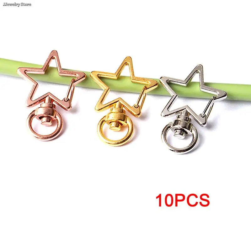 

10pcs Cute Star Pentagram Hollow Key Chain Key Ring Keychain DIY Accessories Lobster Clasp Jewelry Making Findings Wholesale
