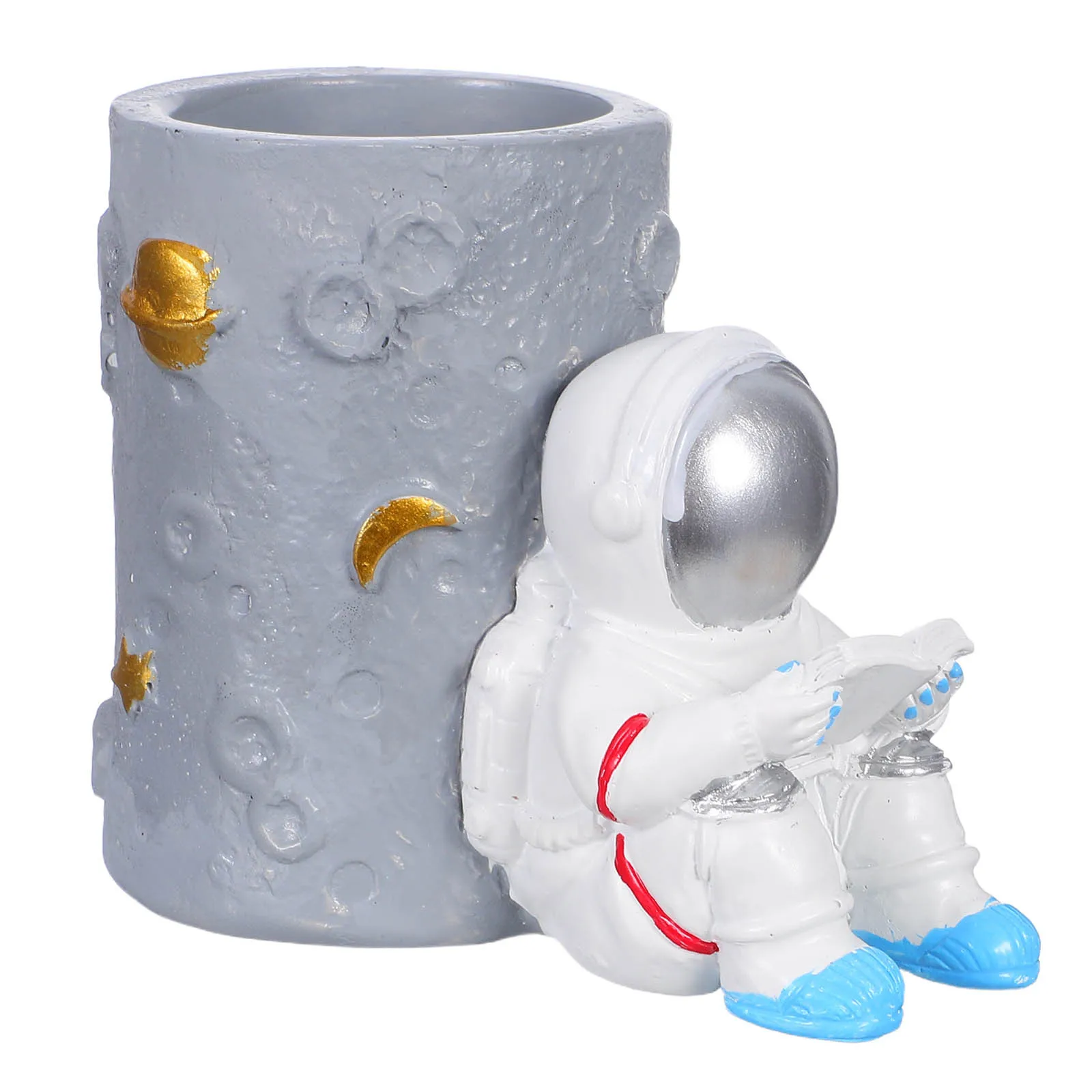 

Unique Astronaut Theme Pen Holder in Resin Perfect for Storing Pens Pencils Makeup Brushes Tabletop Decoration Gift