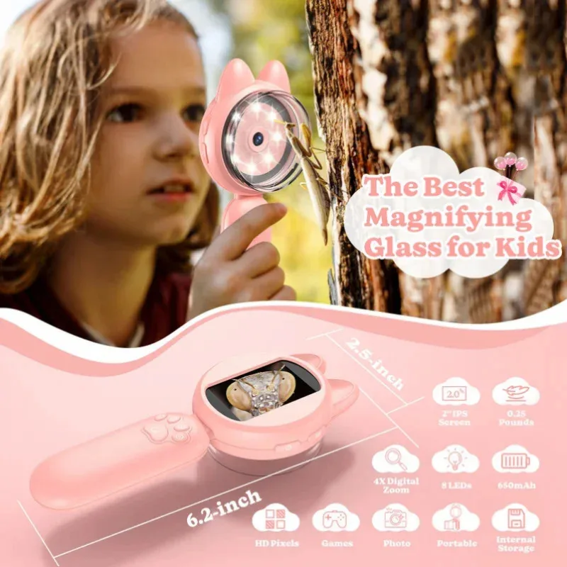 Hayve 2inch IPS Digital Microscope 1000X Handheld Microscope for Kids Magnifying Glass with Lights, Windows Compatible( HM020B)