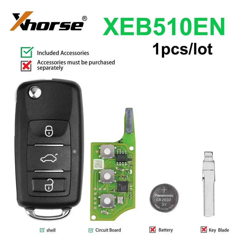 1PCS Xhorse XEB510EN B5 Universal Super Remote For Volkswagen Type Super Remote Key with XT27B Super Chip