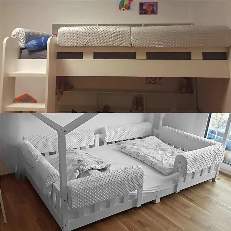 Barandilla de Seguridad para Cama de Niños Pequeños, Protector Anticolisión, Almohadilla de Protección con Altura Aumentada