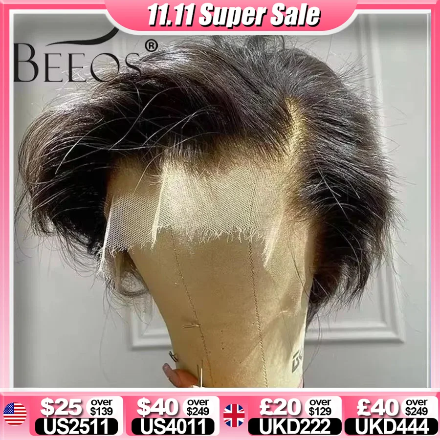 

BEEOS Skinlike 13x4 HD Lace Front Human Hair Wigs Pre plucked Short Pixie Cut Wig Brazilian Hair Wigs For Women Melting Skins