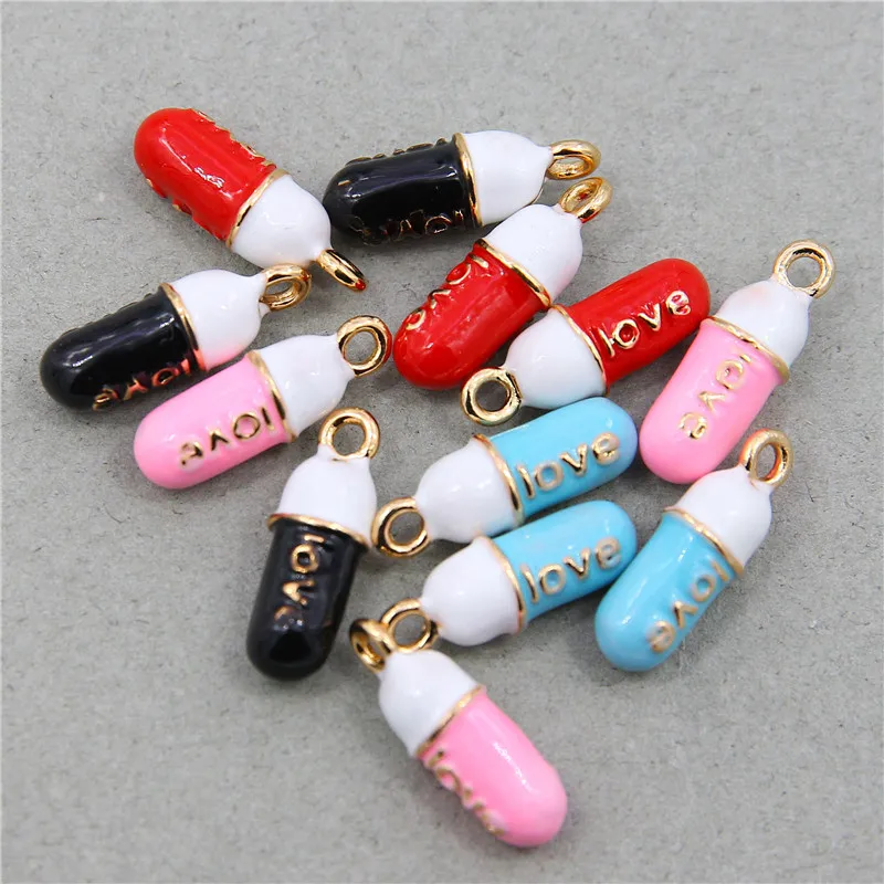 6pcs Enamel Cute Capsule pill Love Teacup Zircon Butterfly Charms Pendants for Necklaces Handmade DIY Jewelry Making Accessories