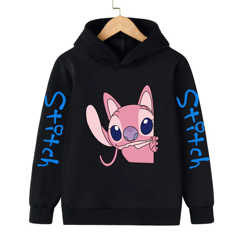 Sweat à capuche Stitch pour enfants, vêtements de dessin animé pour enfants, haut décontracté pour bébé, sweat-shirt Manga, Kawaii, drôle, fille, garçon, CAN o and Stitch