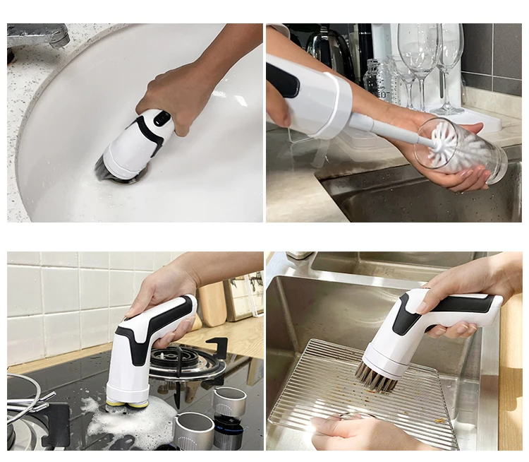 Portable Cleaning Brush Electric Spin Scrubber for Bathroom Bathtub, Cordless Power Spinning Scrub Brush