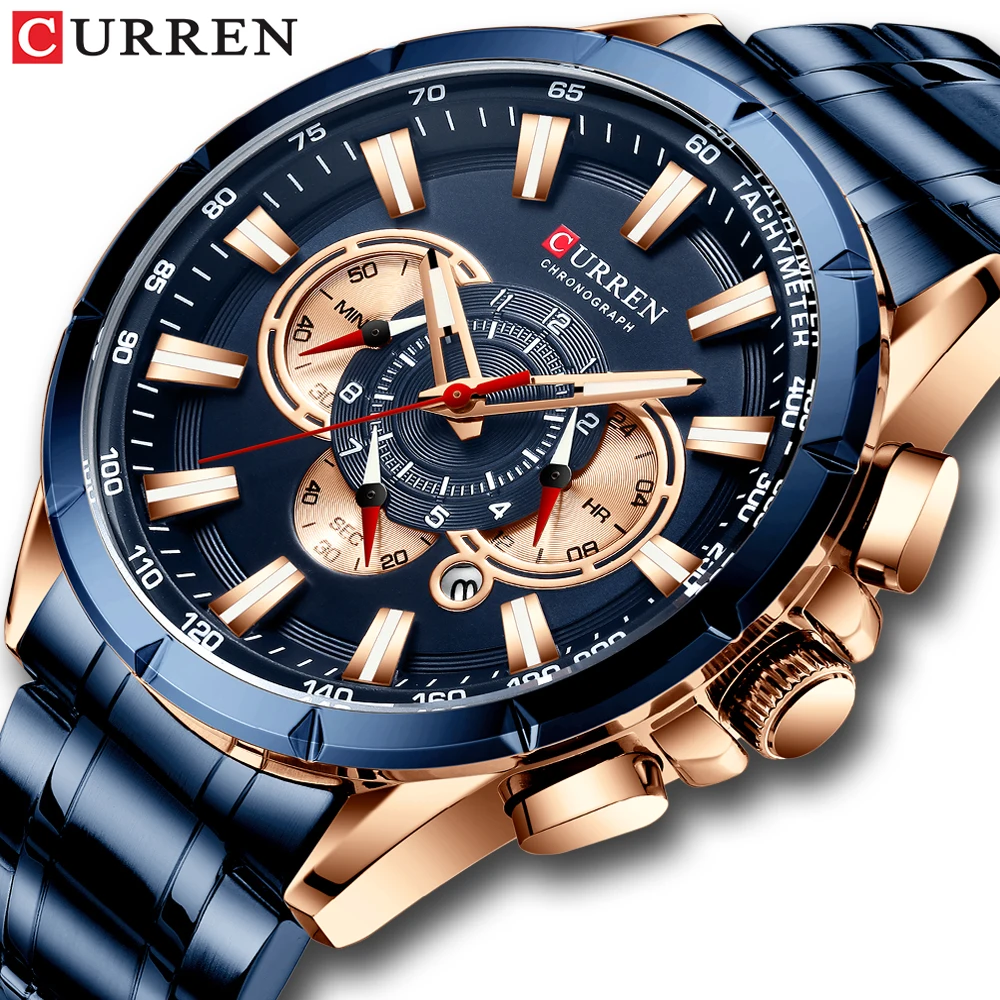 Curren 8363 Men Watch Business Stainless Steel Quartz Casual Fashion Wristwatch 6-Hand Luxury Relogio Masculino