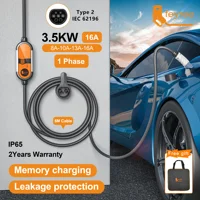 Cargador portátil para coche eléctrico tipo 2, 16 A, 3,5 kW, cable de 5 m
