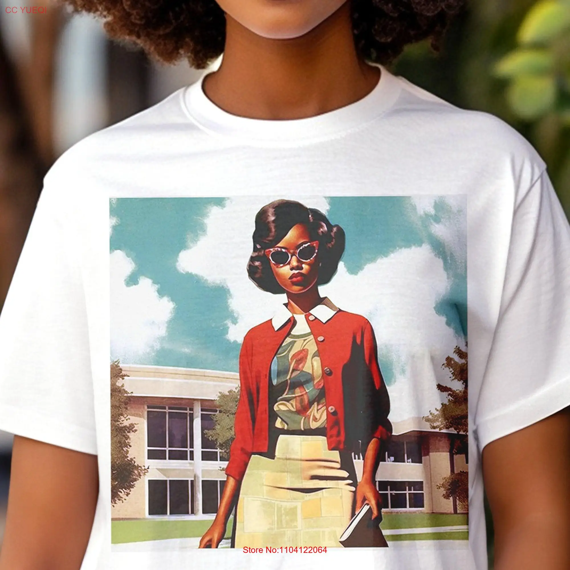 Vintage Black Girl T Shirt African American Old School Style 1950s Fashion 60s Woman Adult  Afrocentric