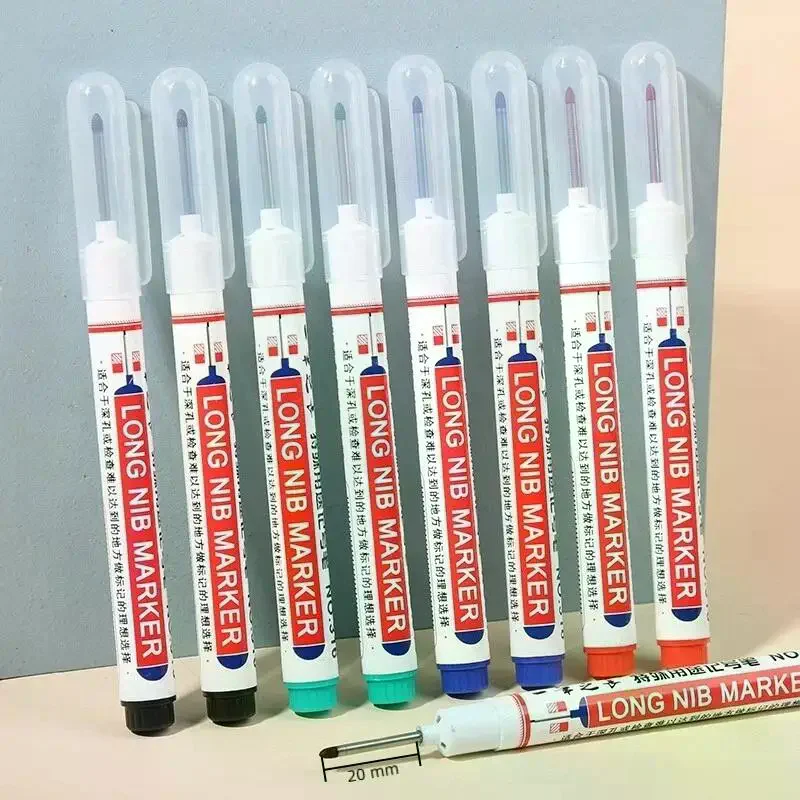 4Pcs 20mm Deep Hole Long Nib Marker Pens Oil Based Ink Markers for Metal Perforating Industrial Hardware Processing Marking
