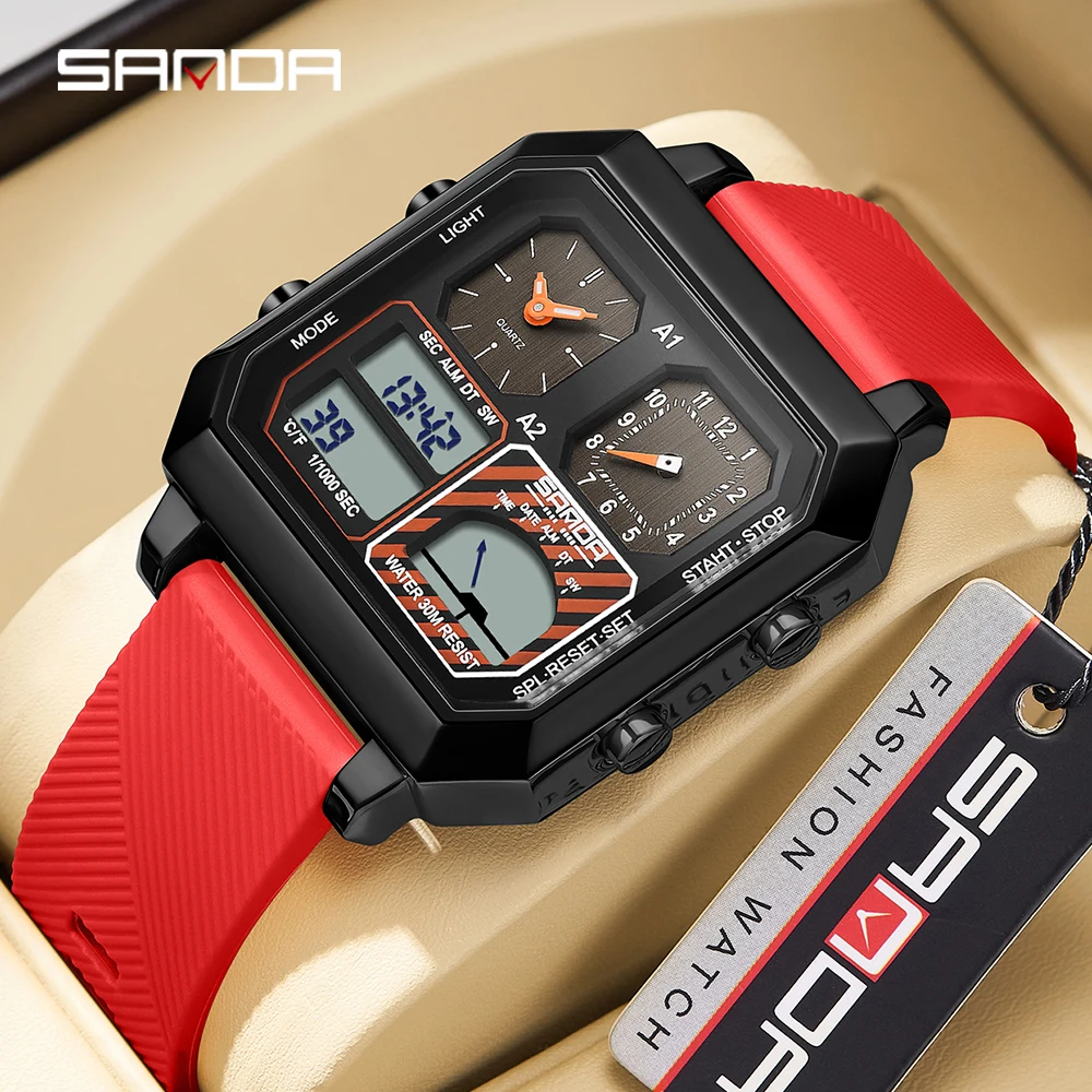 

SANDA Top New Fashionable Men's Electronic Watch Intelligent Temperature Gauge Temperature Gauge Electronic Watch 6210