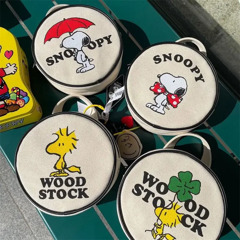 

Snoopy Cartoon Round Handbag Canvas messenger Waist Bag Fashion Cute Shoulder Cross Body Bag