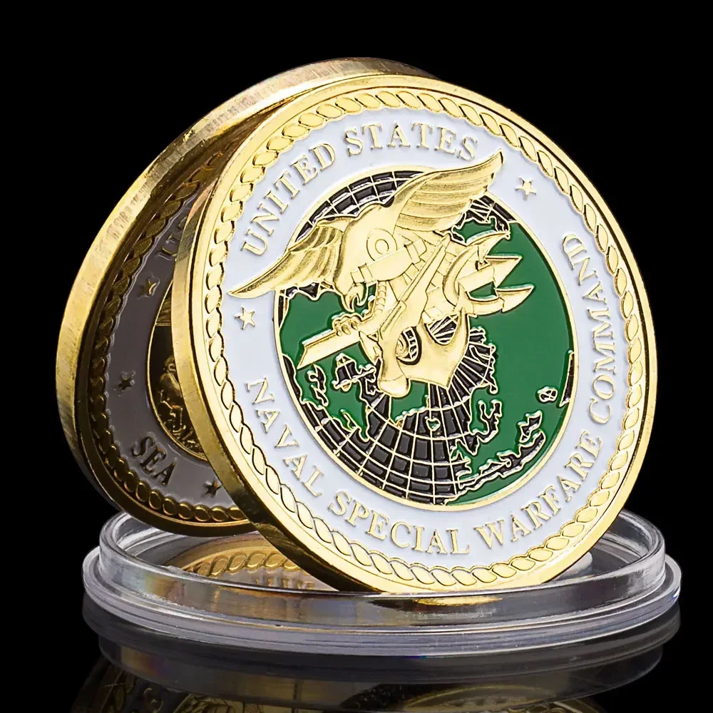 United States Naval Special Warfare Command Challenge Coins Navy Seals Golden Plated Souvenir Coin Home Decoration