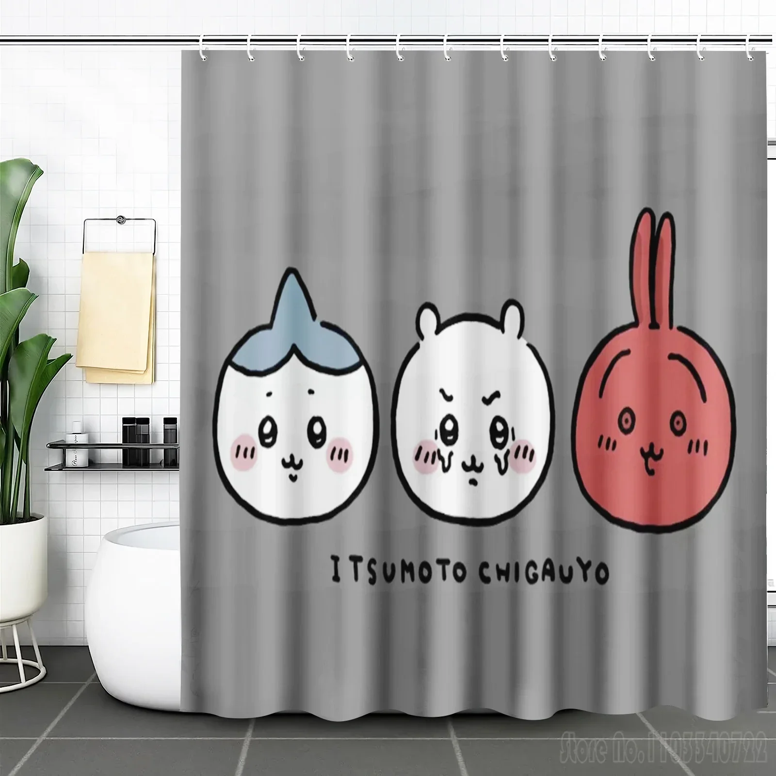 Anime Chiikawa Shower Curtain Screen Sets Full Setluxury Cartoon Funny Bath Curtains with Hooks for Bathroom Decor Waterproof