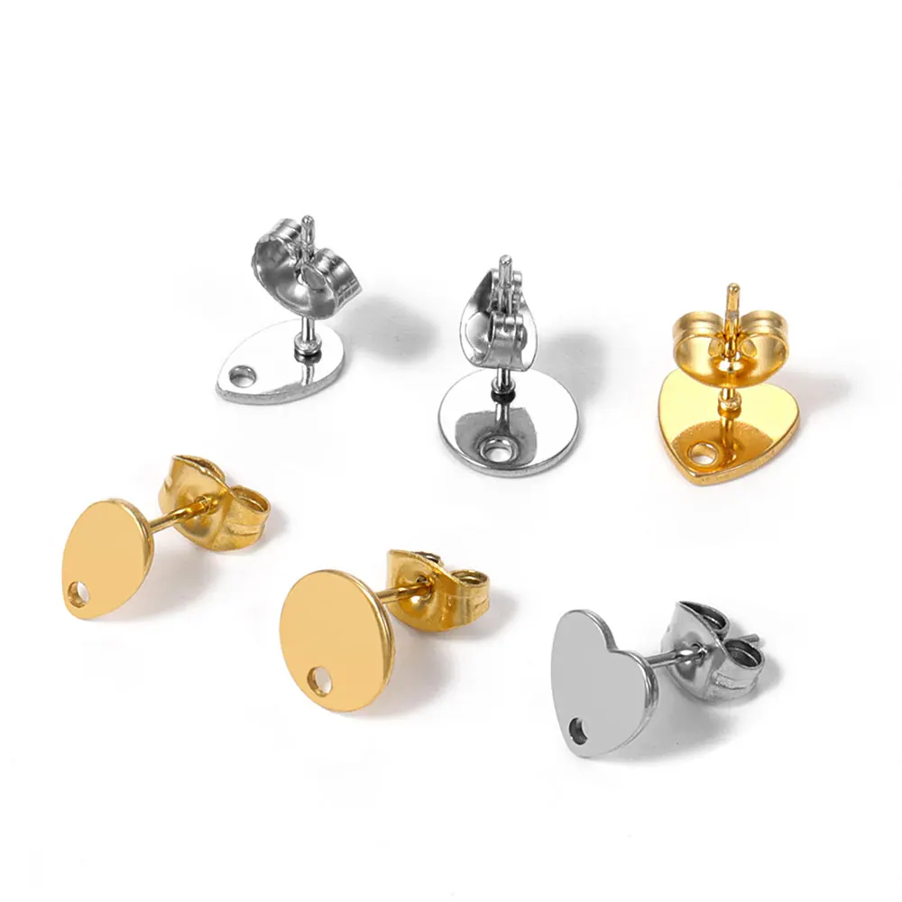 

10Pcs Stainless Steel Heart Water Droplet Earring Studs With Hole Connector for DIY Earrings Jewelry Making Supplies