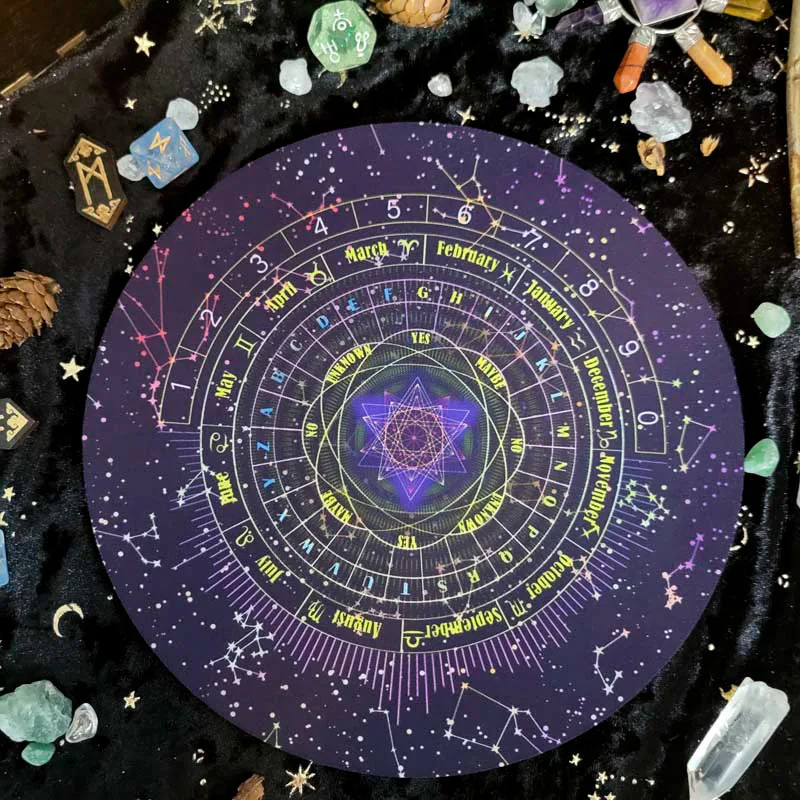 22cm Pendulum Ritual Constellation Rubber Mat Celestial Zodiac Pendulum Board Mats Months Alphabet for Wiccan Rituals