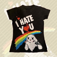 Gothic Harajuku Graphic Print Street Fashion T-shirt Women Vintage Emo Girls 2000s Y2K Style Clothes Aesthetic Summer Streetwear