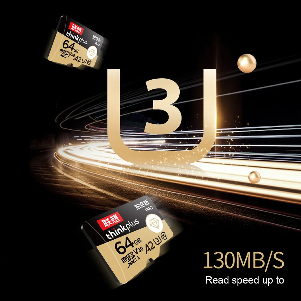 Карта памяти Lenovo Thinkplus Micro SD PRO версии 32 ГБ 64 ГБ 128G 256G до 130 МБ/с Флэш-карта MicroSD C10 U3 A2 V30 4K TF Card