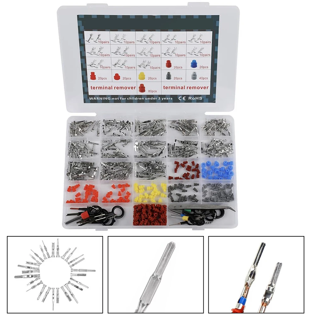518Pcs Automotive Electrical Connector Pins Kit With Terminal Removal Tool Wire Seals For Car Motorcycle Truck Boat Scooter