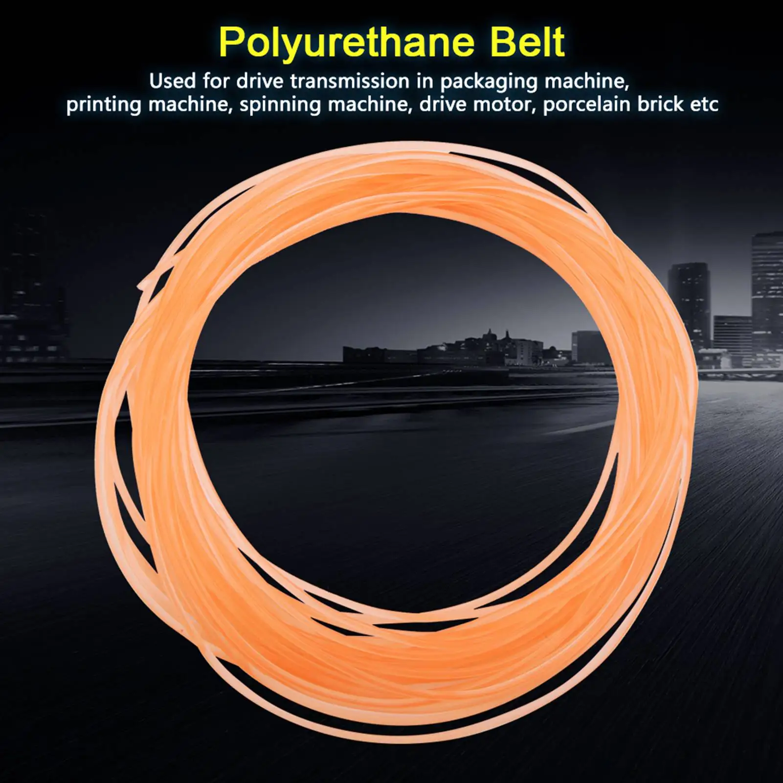Orange Smooth PU Polyurethane Round Belt for Drive Transmission(4mm*10m)