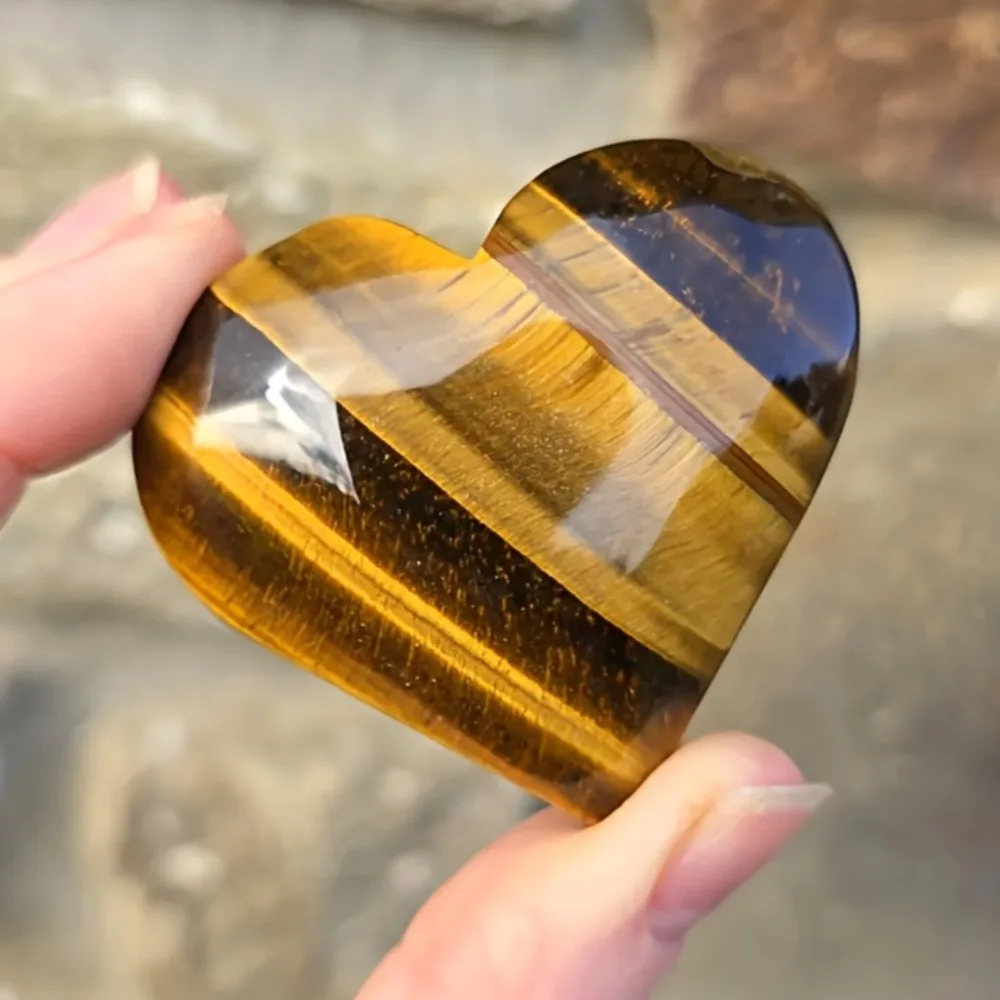 Natural Yellow Tiger Eye Stone Heart, Crystal Hand Made Heart, Crystal Quartz Love, Home or Office Decor, Healing Crystal Gifts