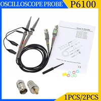 1pcs/2pcs P6100 BNC Oscilloscope Probe Kit 100MHz High Precision Oscilloscope Analyzer Alligator Clip Probe with Adapter