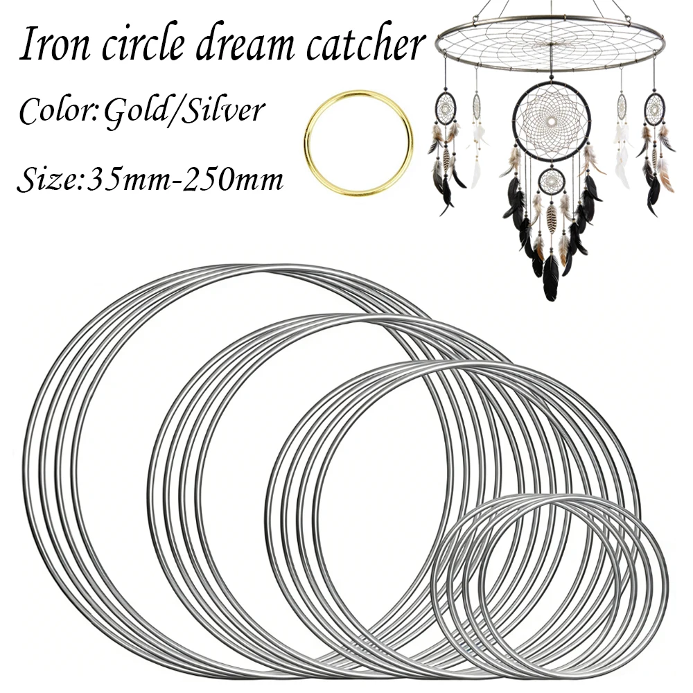 2-20pcs Multi-size Dream Catcher Hoops Round Silver Iron Metallic Good Welded Dreamcatcher Rings Handmade DIY Crafts Accessories