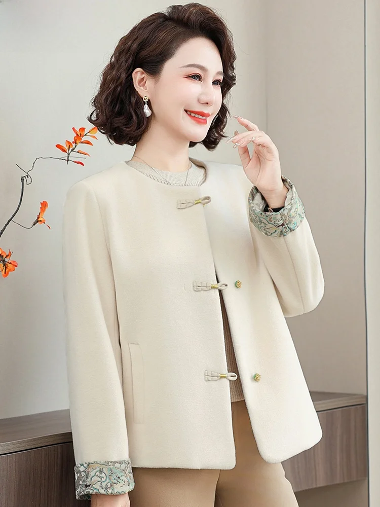 

Шерстяное пальто Ele для женщин среднего возраста, осеннее, модное, прямого кроя, из полиэфирного волокна, на пуговицах, длинное, кардиган-жакет