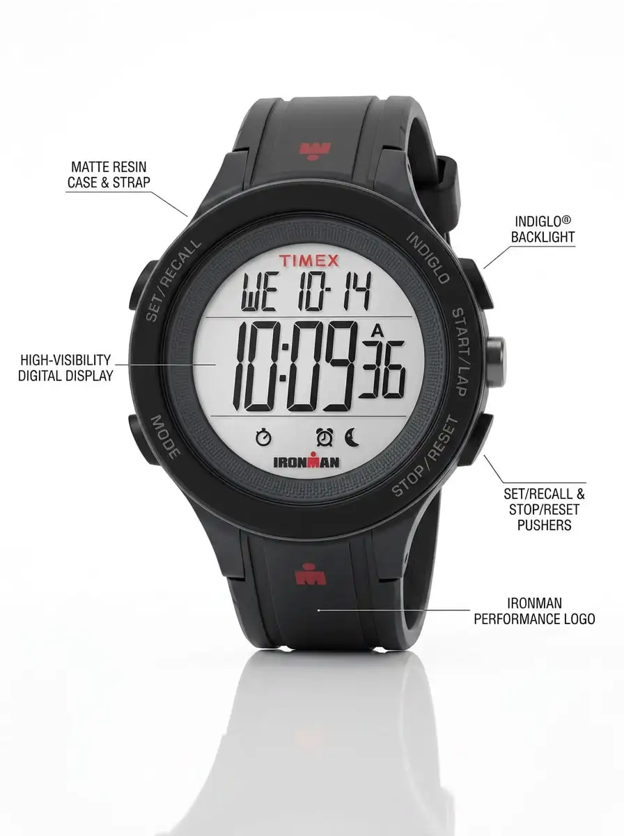 Timex Resin Band Men's Digital Watch Gray Waterproof Shock Resistant TW5M48900 Sport Watch Durable Design Reliable Performance