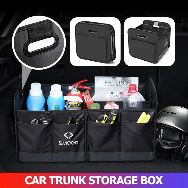 

Universal Car Travel Organizer Box Auto Trunk Storage Bag For SsangYong Rexton Kyron Rodius Tivoli Musso Turismo Nomad