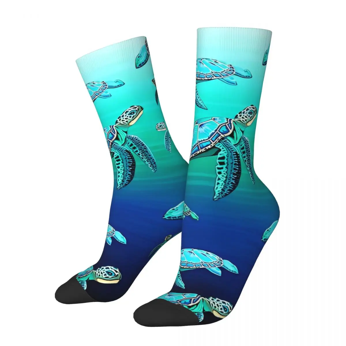 Sea Turtle Turquoise Oceanlife Stockings Animal Blue Pattern Elegant Socks Autumn Anti Skid Socks Men Running Soft Socks