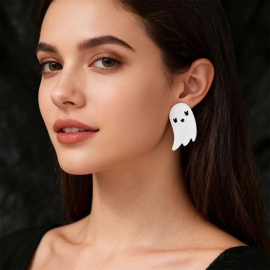 Noter New Ladies Halloween Earrings Economic Ear Ring Set 6 Pairs Per Pack Wacky Ghost Skull Pumpkin Spider Stud Orejeras Black
