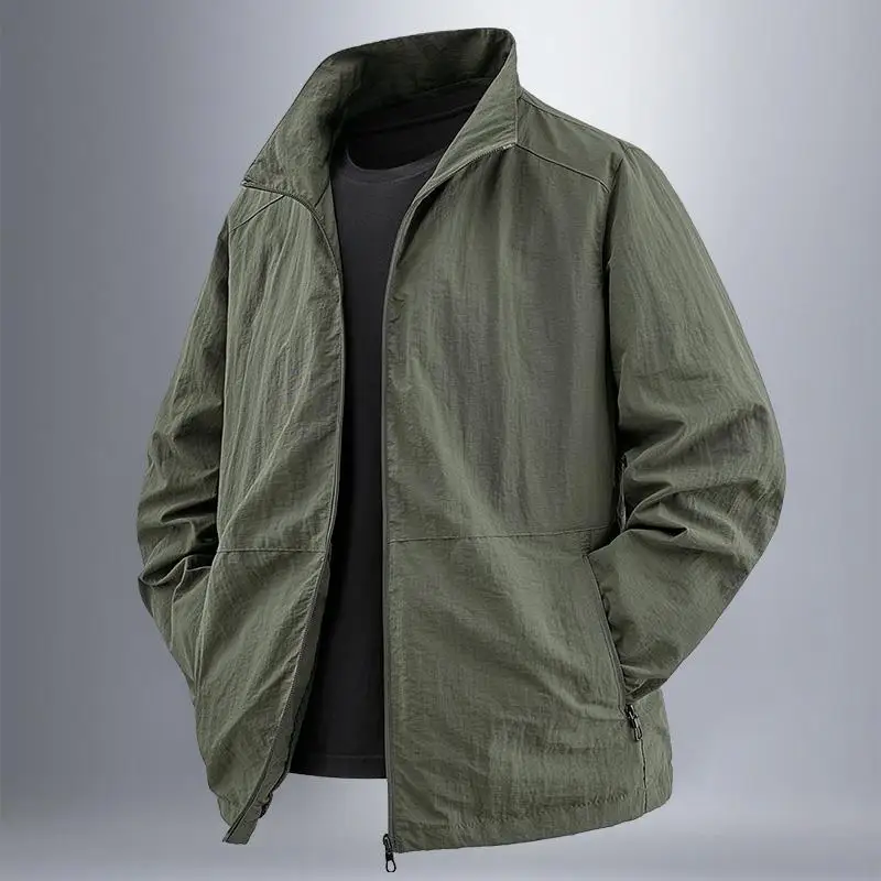 

Spor Casual ort Stand Collar Men's Jaet Spring Autumn Outdoor Breathable Loose Fit Faion Urban Sle Long Sve