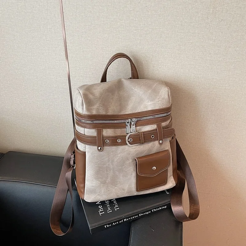 

American Niche Contrasting Color Backpack Women's 2025 All-season Versatile Large-capacity Class Commuter Travel Handbag