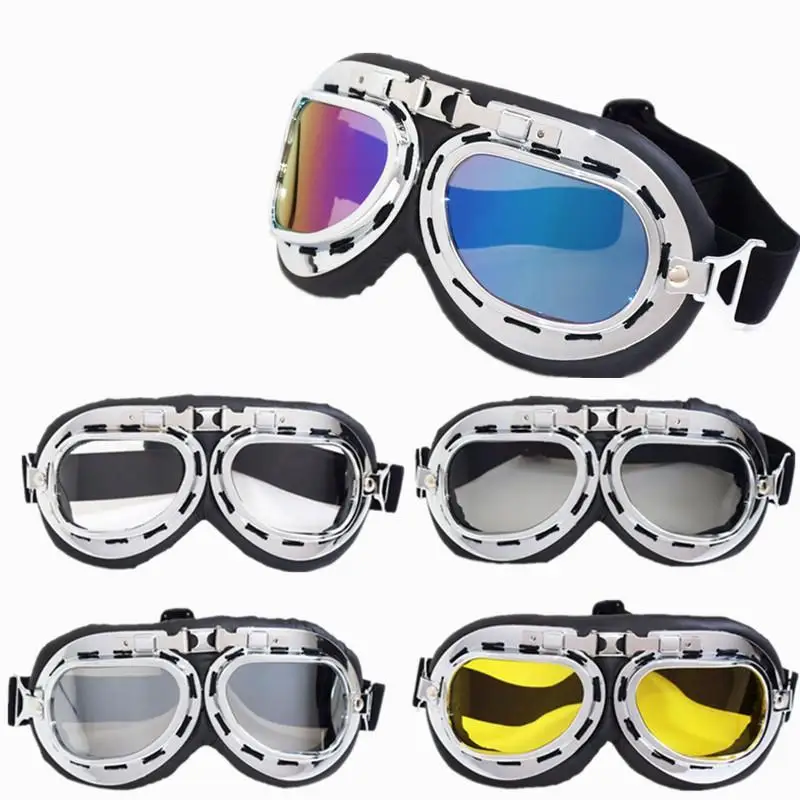 Motorcycle Goggles Harley Goggles Electric Bike Riding Goggles Rain Wind Sand and Dust Resistant Glasses Foam Resistant Glasses