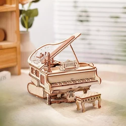 ROKR Mechanical music box secret piano creative 3D assembly model toy, room decoration gift