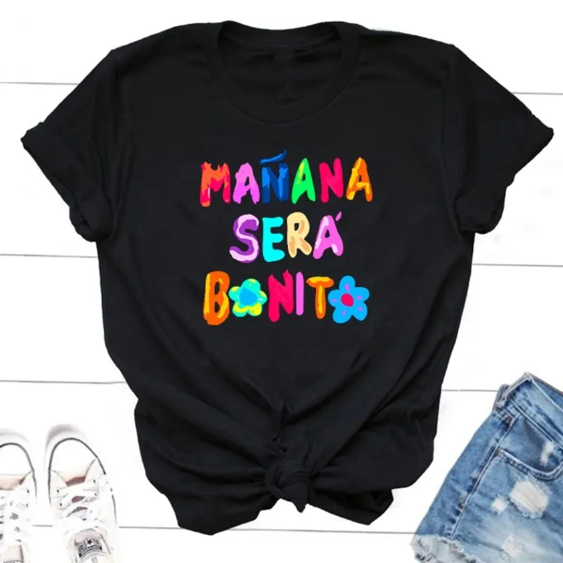 Moda mujer Manana Sera Bonito Bichota Karol G camiseta manga corta estampado mujer camisetas gráficas cuello redondo camiseta ropa de moda