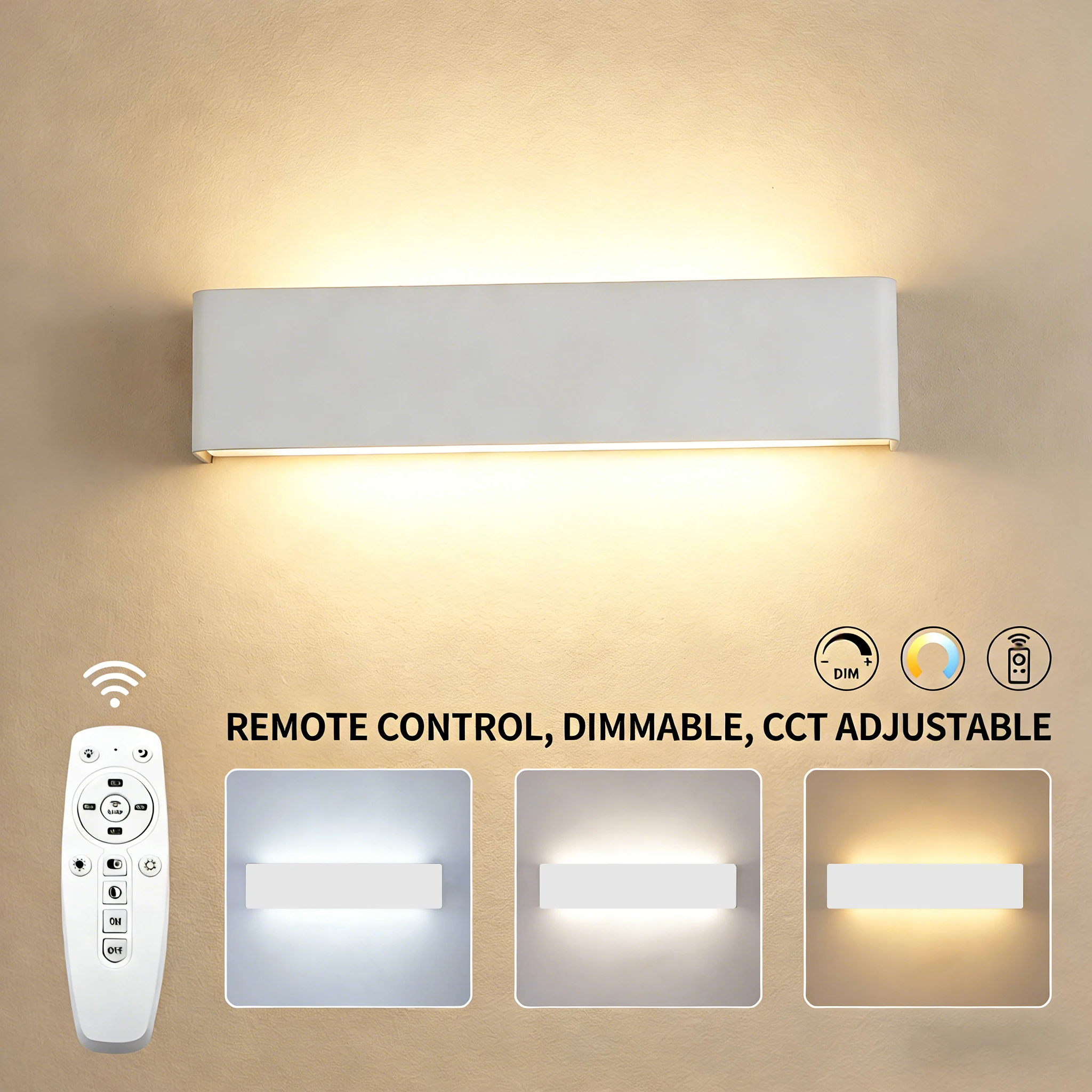 2.4G LED Wall Light Remote Dimming Wall Lamp Up Per and Lower Lighting Fixtures Suitable Wall Sconces for Indoor Use