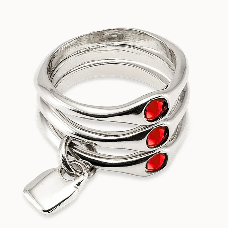 Popular stunning and exquisite multi-level layered red crystal rings for women's jewelry