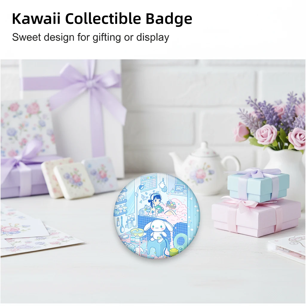 Kawaii Hello Kitty Button Pin Anime Figura Cute My Melody Cinnamoroll Distintivo da bavero Zaino personalizzato Abbigliamento Spilla Regali per i fan