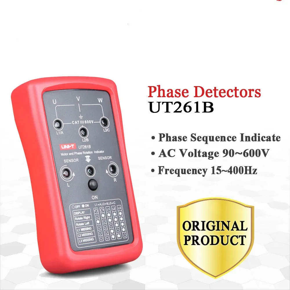 UT261A 3 Phase Sequence Rotation Tester Handheld Meter Motor Rotation Detector Non-Contact Voltage Tester Missing Phase Ch