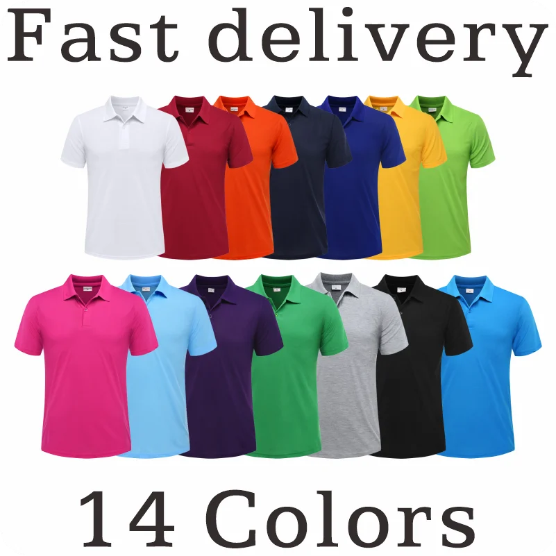 Polo de manga corta para hombre, camiseta informal acanalada y transpirable de alta calidad, ropa de trabajo holgada, 14 colores, solapa, 2024